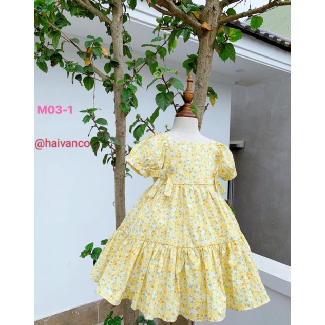 Đầm váy bé gái SIZE ĐẠI hoa nhí tay cánh tiên haivanco vải Kate nhập 15 đến 40 kg  mềm mại thoáng mát đi học đi chơi đẹp