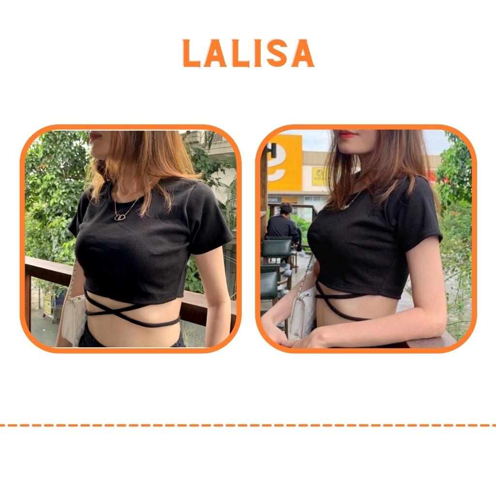 Áo Thun Croptop Kiểu Nữ Sexy LALISA Áo Crt Ôm Sát Body Dây Đan Chéo Bụng Thiết Kế Năng Động Chất Ngầu Hàn Quốc AO039