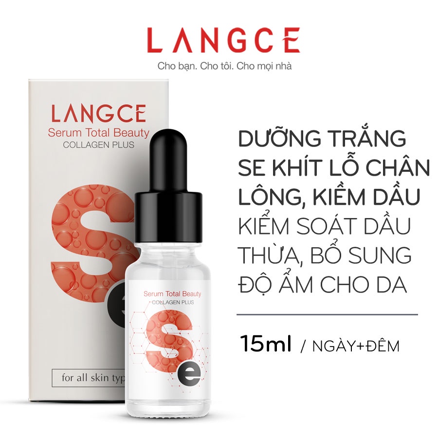 SERUM TINH CHẤT COLLAGEN+ DƯỠNG TRẮNG KIỀM DẦU, SE KHÍT LỖ CHÂN LÔNG 15ml LANGCE