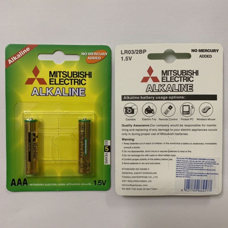 Pin AAA Mitsubishi Electric Alkaline vỉ 2 viên
