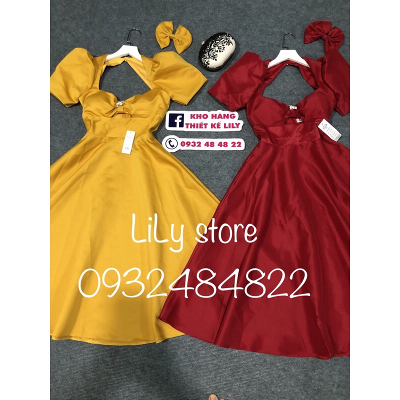 ẢNH VÀ VIDEO thật 1000% ĐẦM XOÈ TAY PHỒNG KHOÉT NGỰC _KÈM NƠ CÁI TÓC