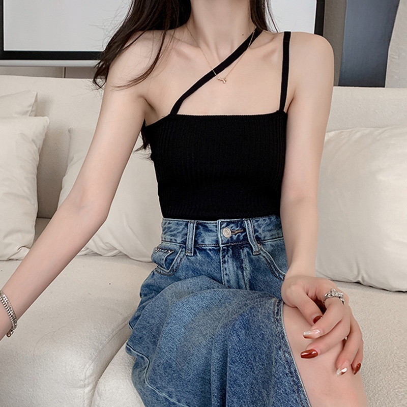 Áo Croptop Dệt Kim Trễ Vai Thiết Kế Mới Quyến Rũ Cho Nữ