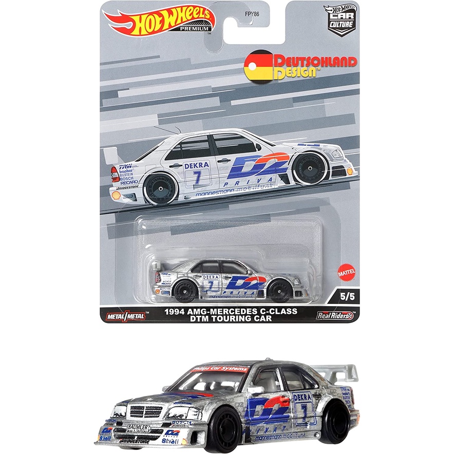Mô Hình Sưu Tập Xe Hot Wheels Chính Hãng HCJ80 Car Culture Deuturant Design 1994 AMG-Mercedes C-Class DTM Touring