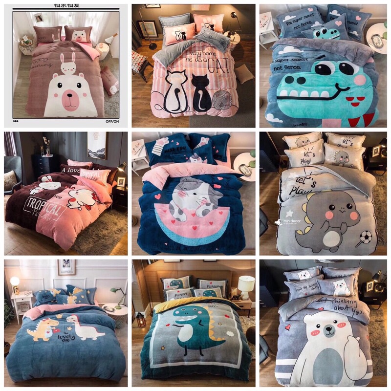 Ga Nỉ Nhung ❤️ Bộ Chăn Ga Gối Nỉ Nhung Hình 3D Nhiều Mẫu Mới 2021 dày ấm phong cách Hàn Quốc nhập khẩu cao cấp