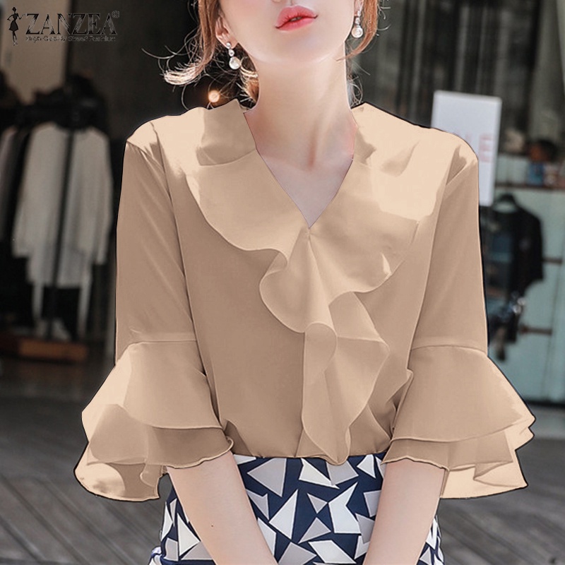 Zanzea Áo Nữ Tay Lửng Cổ Chữ V Thời Trang Quyến Rũ