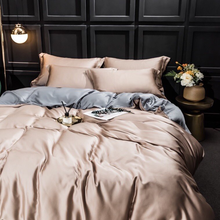 Bộ Chăn Ga Gối Lụa Tencel 100S Cao Cấp Chăn Drap Nhập Khẩu Siêu Sang Xịn Min Mát Sét Chuẩn 04 Món