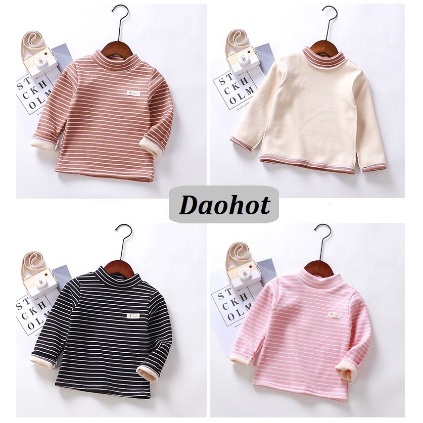 Áo nỉ dài tay, áo cotton thu đông kẻ ngang phong cách Hàn Quốc cho bé trai, gái
