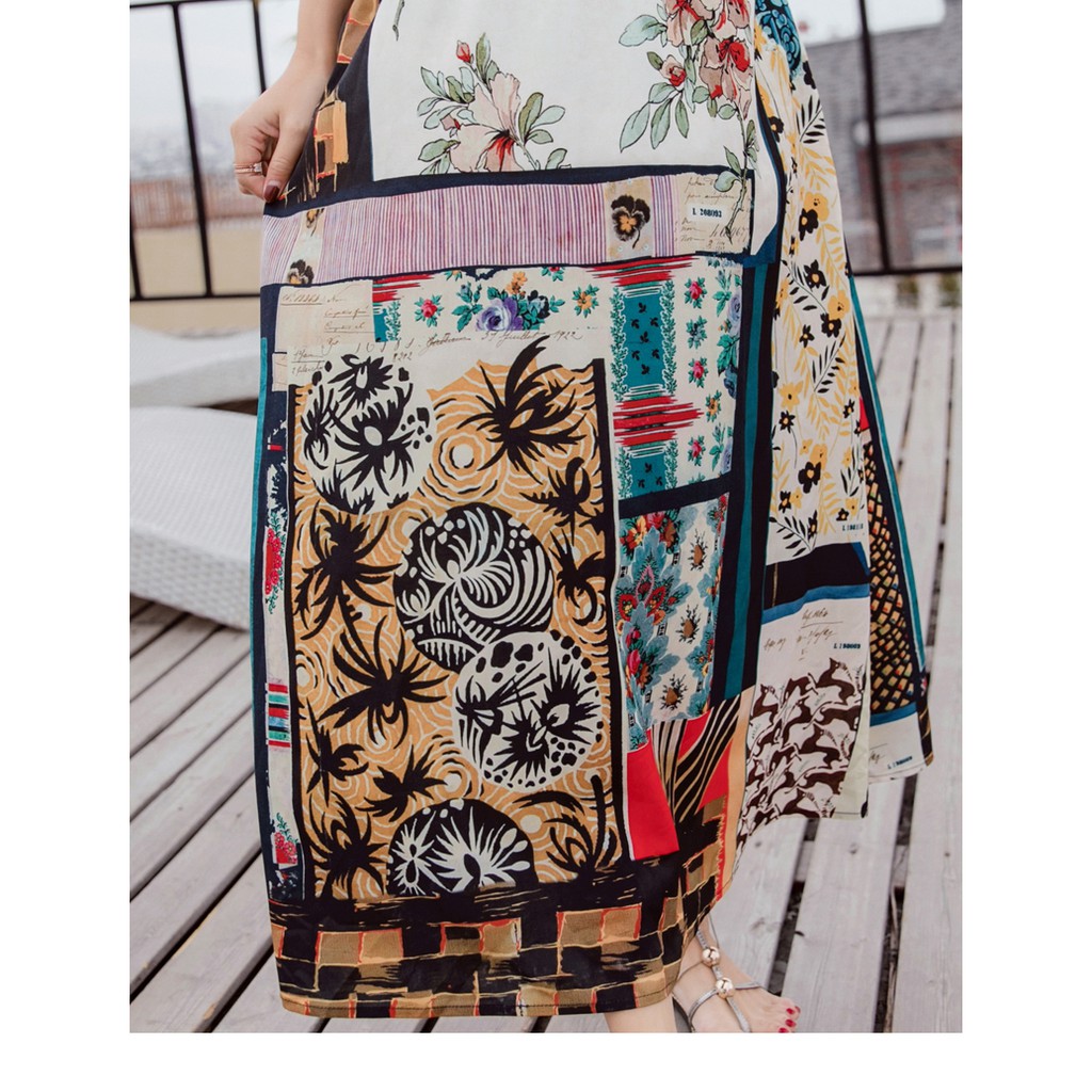 Đầm cổ V dáng dài chất liệu chiffon thời trang biển phong cách bohemian cho nữ | BigBuy360 - bigbuy360.vn