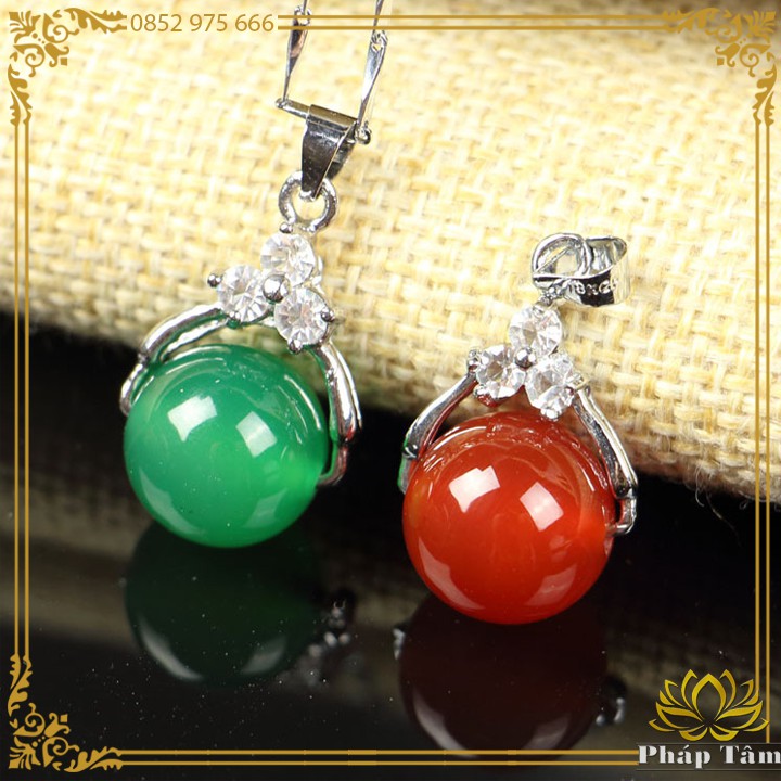 Mặt Dây Chuyền Đá Mã Não Tam Hoa Hạt Tròn Nhiều Màu - Tâm Phong Thủy