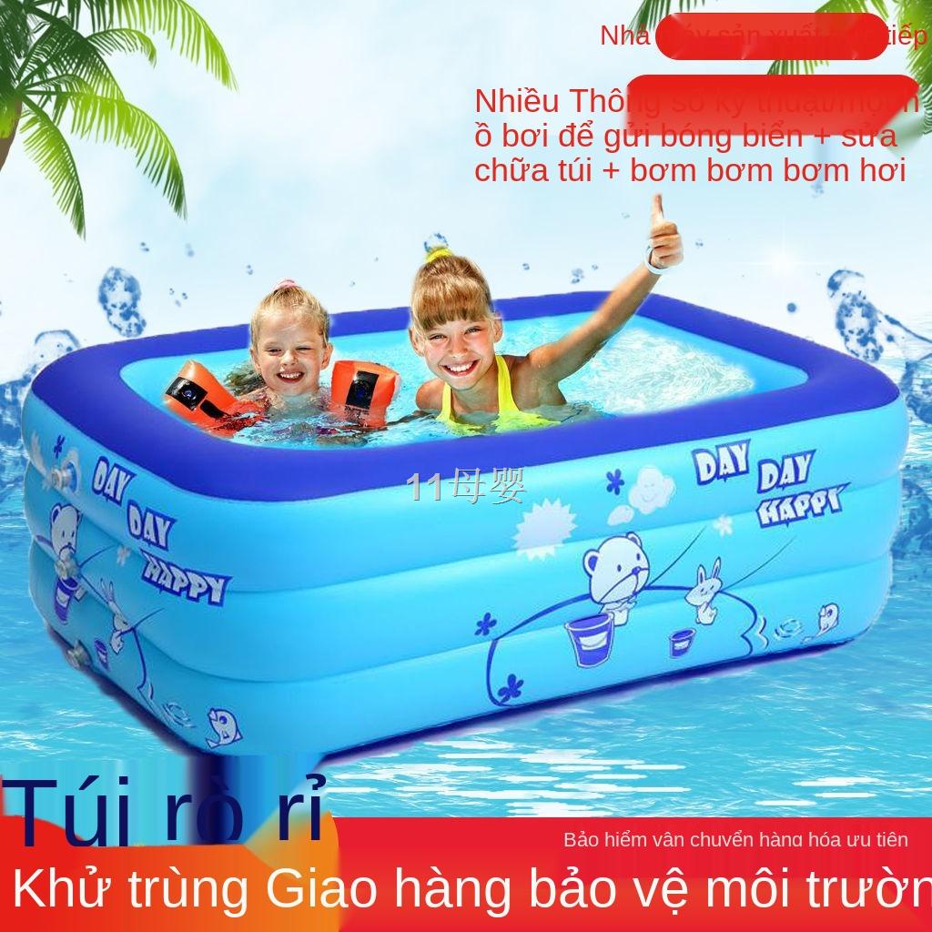 WTrẻ sơ sinh và em bể bơi bơm hơi hộ gia đình quá khổ người lớn tắm làm dày bóng đại dương ngoài trời