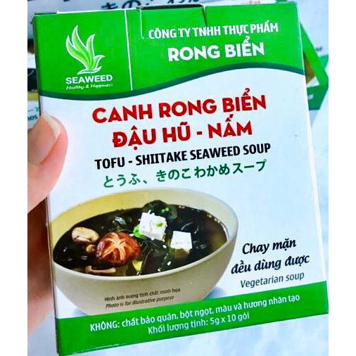 [Sale sốc] Hộp 10 gói x 5g Canh rong biển Đậu hủ Nấm ăn liền chay mặn đều được rong biển wakame Nhật bản không bột ngọt