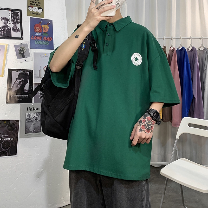 Áo thun Polo tay ngắn dáng rộng phong cách thời trang hàn quốc
