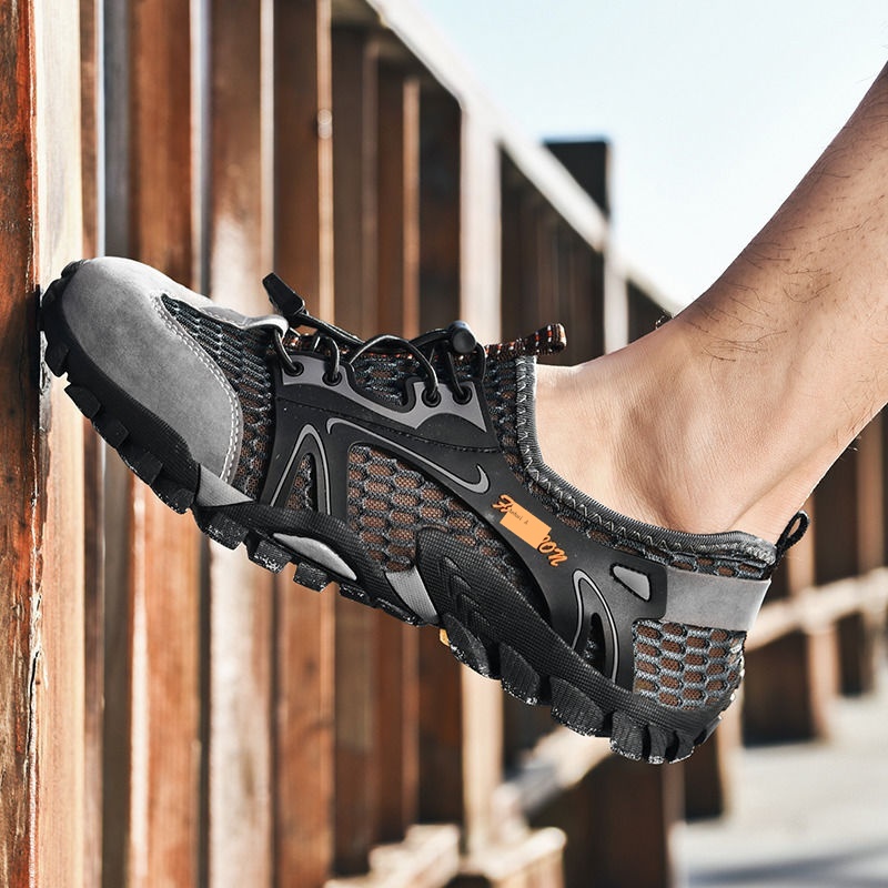 【Hàng Sẵn Sàng】 Giày Lưới Đi Xe Đạp Leo Núi Không Khóa Thoáng Khí Cỡ Lớn Cho Nam