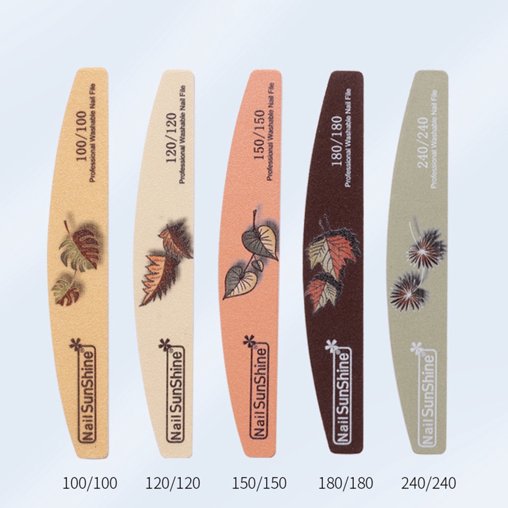 Set 5 Dũa Móng Tay Mặt Nhám Họa Tiết Lá Cây Bán Sỉ
