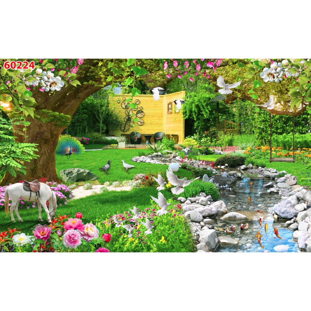 Tranh phong cảnh thiên nhiên tươi đẹp, tươi mát, trong lành, tạo cảm giác tươi mát