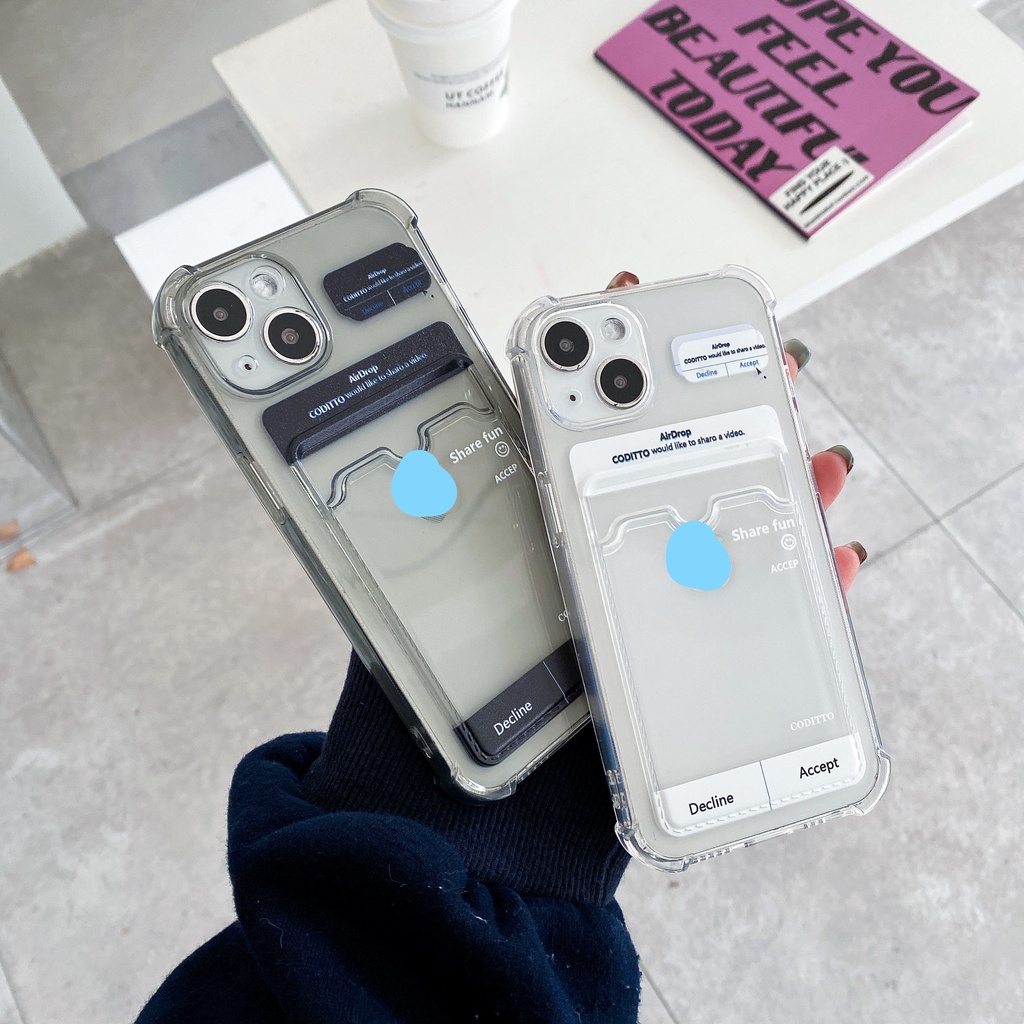 Ốp Điện Thoại Chống Sốc Có Ngăn Đựng Thẻ Cho iPhone 14 / 13 / 12 / 11 / X / 8 / 7P