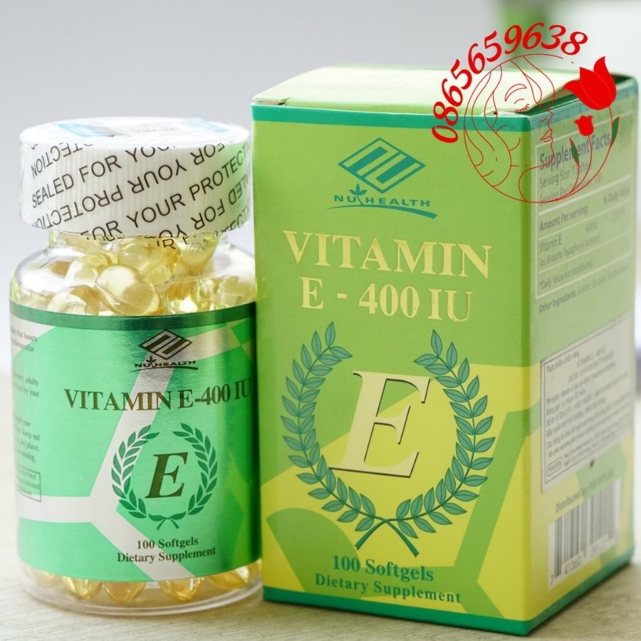 Viên uống Vitamin E 400IU Nuhealth Mỹ Xóa Nhăn, Trắng Da Chống Lão Hóa 100 viên
