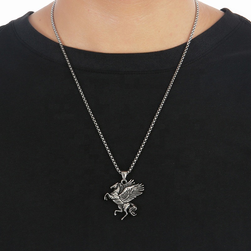 Vòng cổ Mặt Hình Ngựa Thần Pegasus Phong Cách Âu Mỹ Cổ Điển Thời Trang Cho Nam Và Nữ