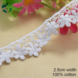 2.5cm rộng cotton thêu ren cạnh ren vải guipure diy trims mini váy ren ruy băng may mặc Phụ kiện 2644