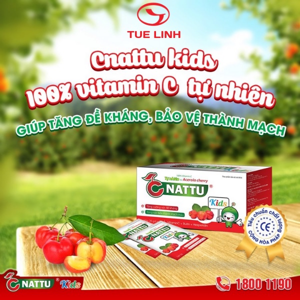 Vitamin C CNATTU KIDS TUỆ LINH - Giúp tăng đề kháng cho trẻ, bổ sung vitamin C - Hộp 20 gói