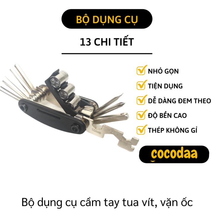 Bộ vặn ốc 13 món đa năng - Gồm vặn ốc lục giác, tua vít, cờ lê... bằng thép không gỉ 2574 [FREESHIP]