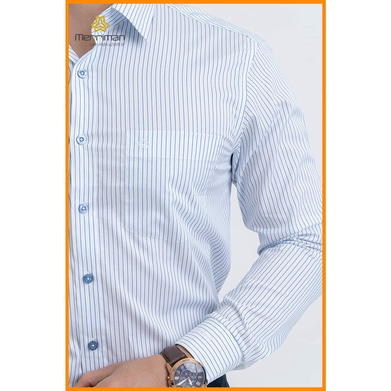 Áo sơ mi nam tay dài công sở THLXL088 thương hiệu Merriman họa tiết kẻ sọc chất liệu Cotton 100%