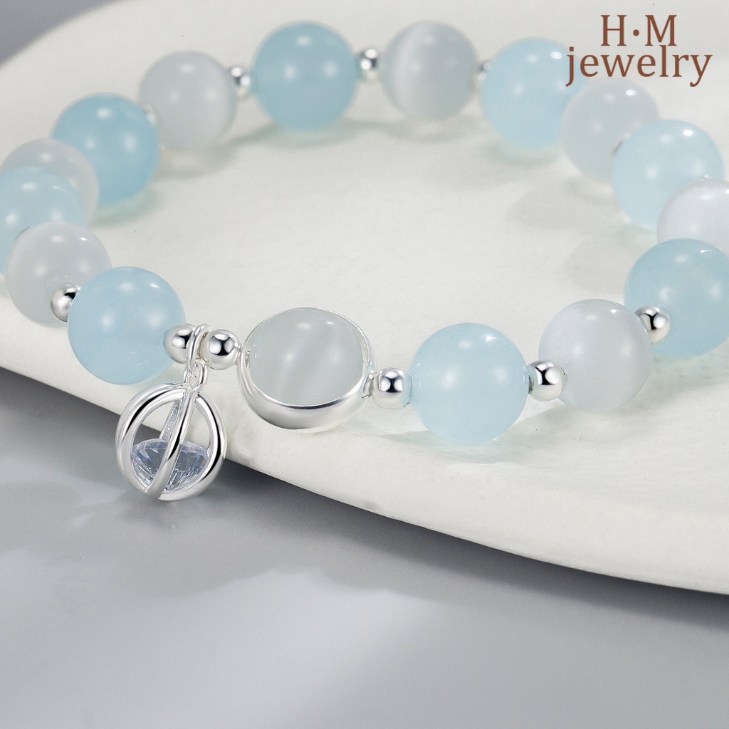 Vòng Tay Đá Mắt Mèo Aquamarine