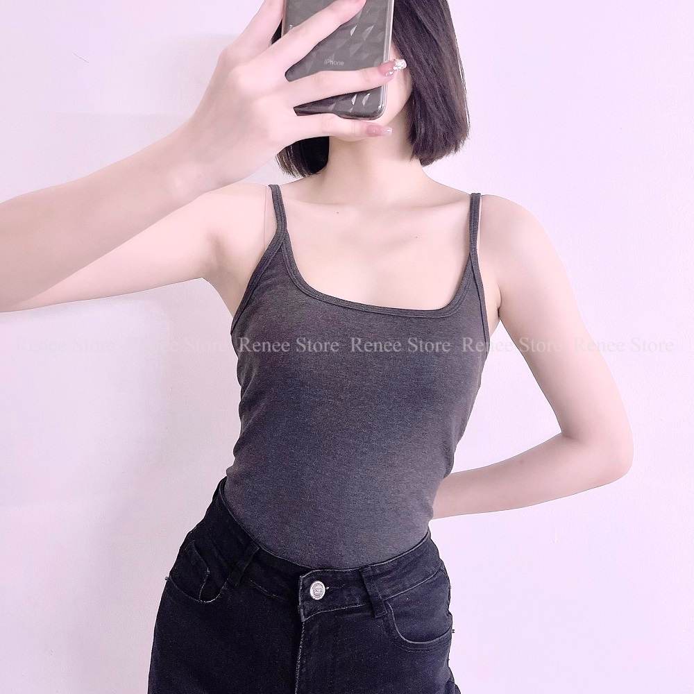 [Mã FAMARAL2 giảm 10K đơn 50K] Áo hai dây nữ RENEE Áo 2 dây nữ dáng dài chất cotton mát mềm mịn A02