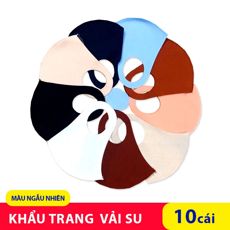 Túi 10 Khẩu trang vải su phong cách Hàn Quốc có thể giặt tái sử dụng nhiều lần màu sắc ngẫu nhiên