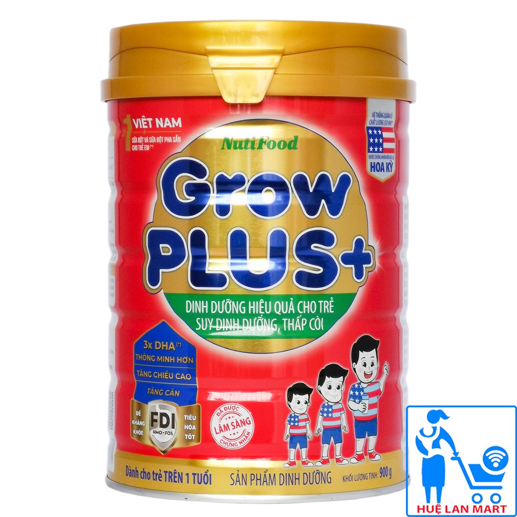 ♧ↂ[CHÍNH HÃNG] Sữa Bột Nutifood Grow Plus+ Đỏ Weight Pro+ Hộp 900g (Dinh dưỡng hiệu quả cho trẻ SUY DINH THẤP CÒI)