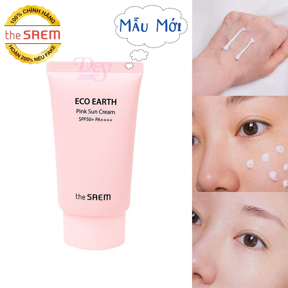 Kem Chống Nắng the SAEM Eco Earth Power Sun Cream SPF50+ PA++++ 50g kiềm dầu, nâng tone hiệu quả