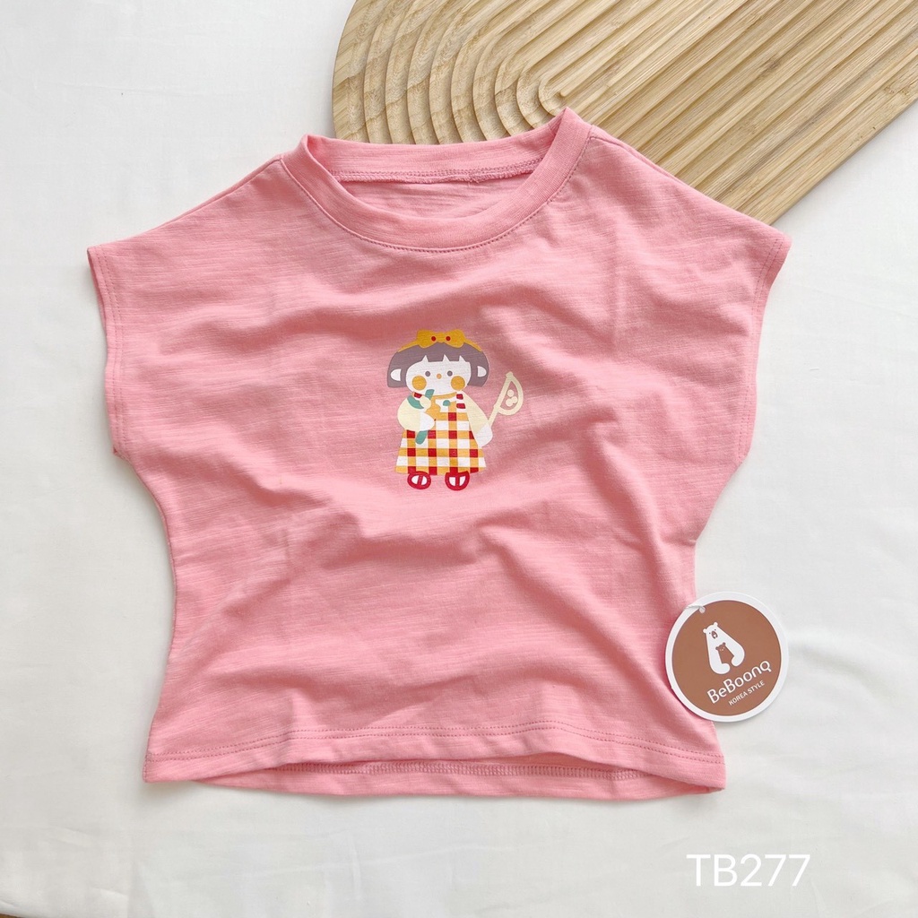 Áo phông cotton cho bé gái in hình cô bé dễ thương, cotton thấm hút mồ hôi tuyệt đối,cách điệu sau áo
