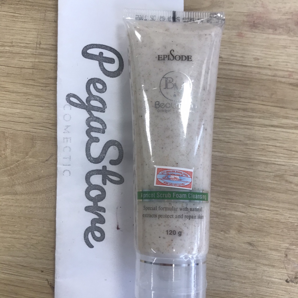 Srm hạt mơ 120g - Sữa rửa mặt trắng da BEAUMORE Episode Srub Foam