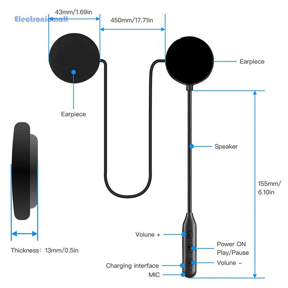 ElectronicMall01 BT30 Bluetooth Moto Helmet Headset Wireless Handsfree Motorcycle Headphones