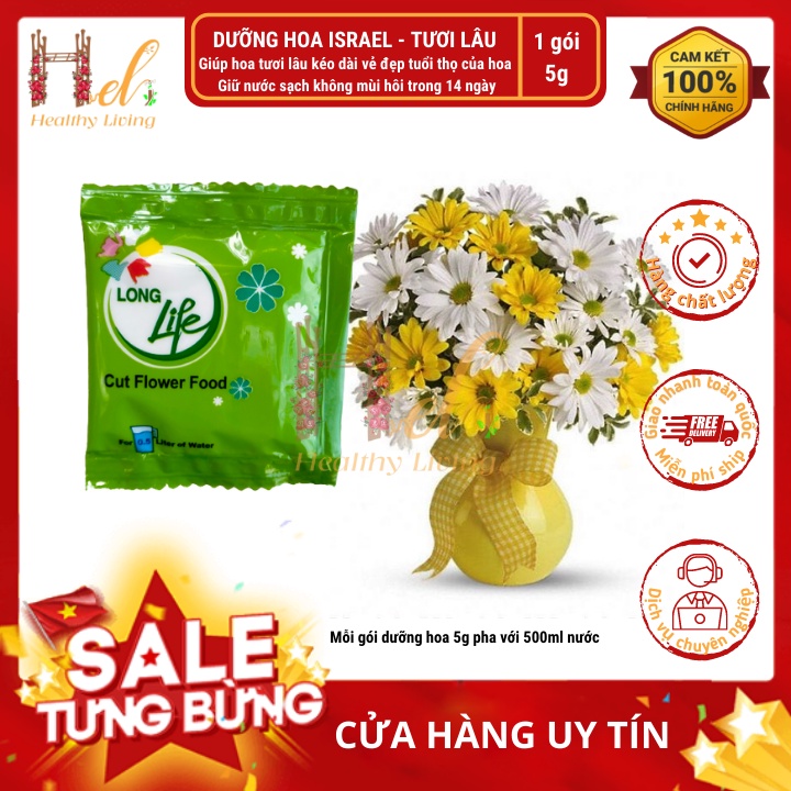 1 Hộp 10 Gói Bột Pha Nước Cắm Hoa Tươi Lâu Long Life - Bột Dưỡng Hoa Không Héo, Lâu Tàn, Không Thối Nước