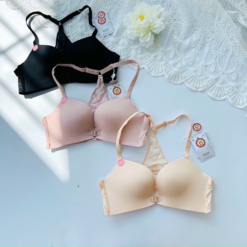 Áo lót cài trước không gọng su non mềm mịn đệm vừa 1.5cm