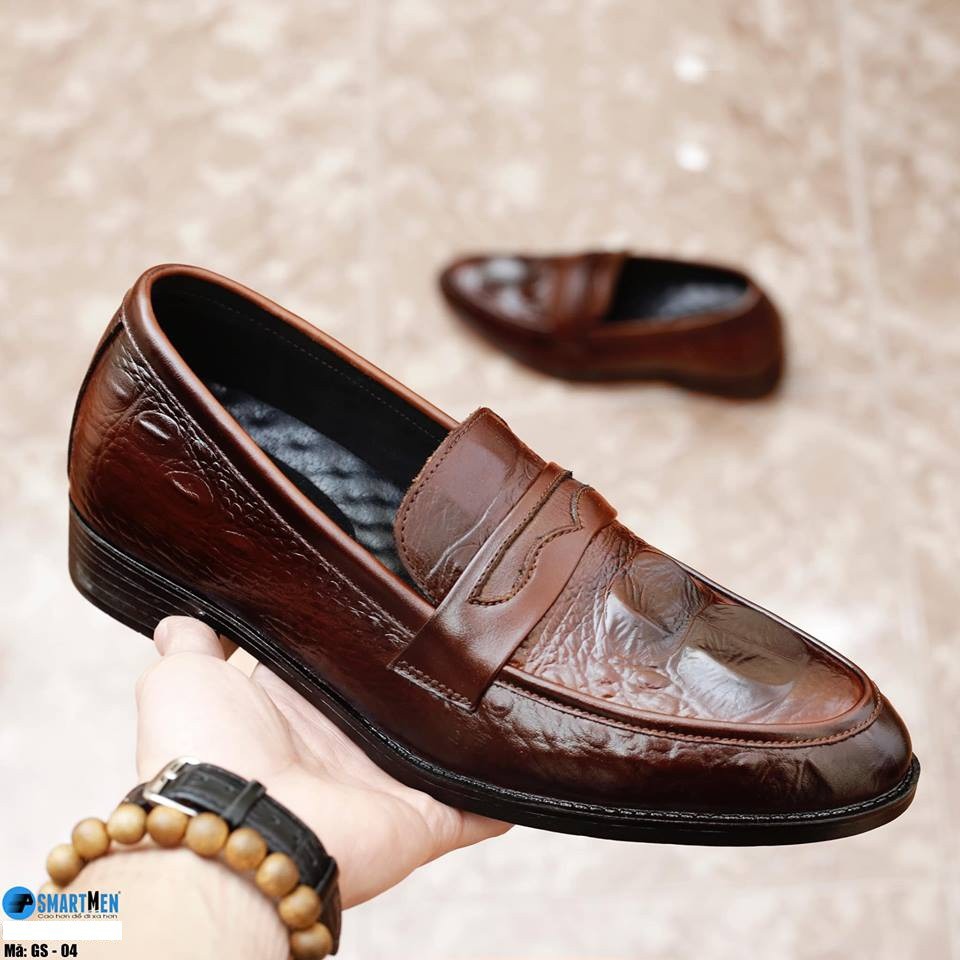 Giày da nam công sở tăng chiều cao BẢO NGỌC STORE ✅ Da bò tấm loại 1 🎁 Dập vân cá sấu thời trang ✅ Mã TC16 (Nâu Sang)