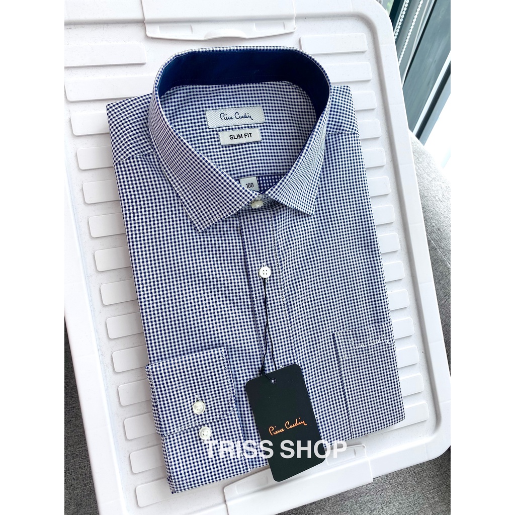 Áo sơ mi nam dài tay Pierre Cardin 10 vải cotton chống nhăn form slimfit