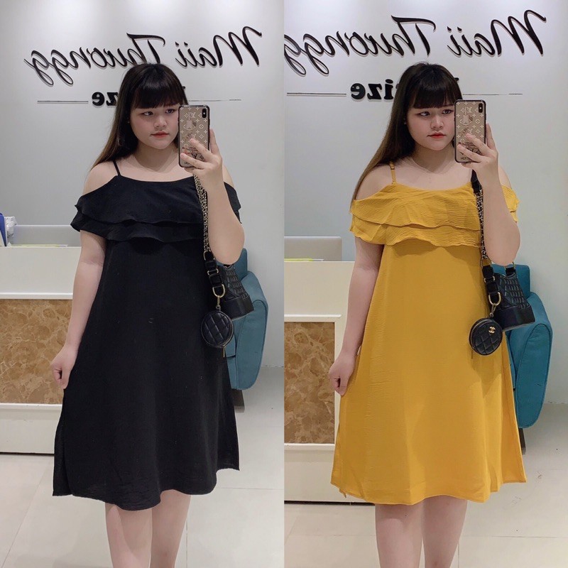 Váy Trễ Vai Đũi Nhăn Maii Thươngg Bigsize | BigBuy360 - bigbuy360.vn