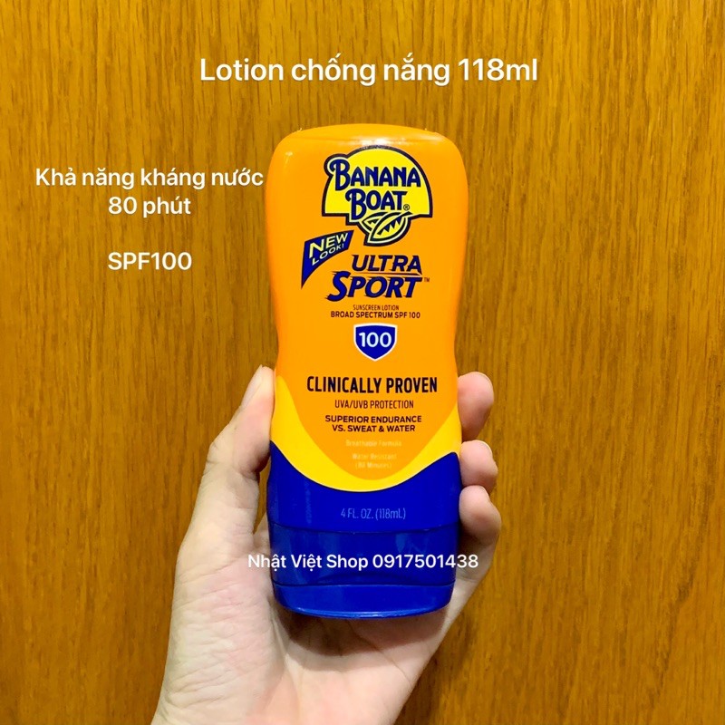 Lotion Chống Nắng Banana Boat Ultra Sport SPF100 (118ml/chai)