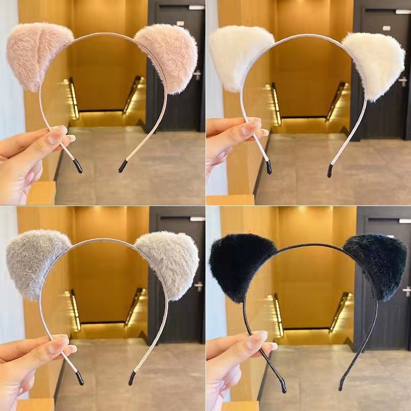 Bờm Cài Tóc Tai Mèo Gấu Lông Mịn Cute Dễ Thương Dành Dho Nữ Phong Cách Hàn Quốc