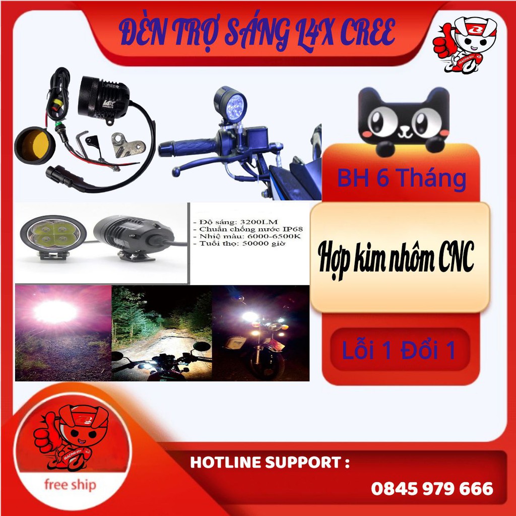 (Freeship) ĐÈN TRỢ SÁNG L4X CREE  CHÍNH HÃNG racingboy_zone