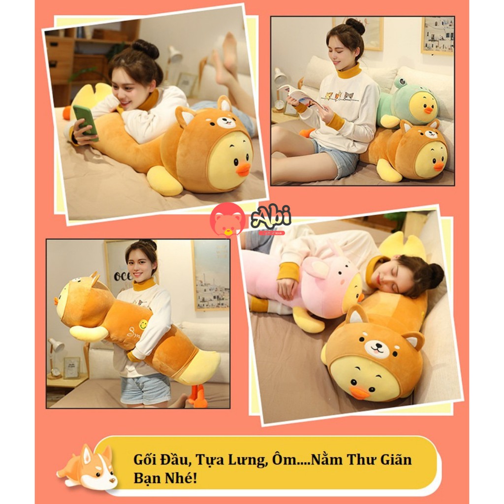 Gối ôm hình thú cho bé 💖 Gối ôm Vịt bông nằm siêu cute mềm mịn size 80 cm