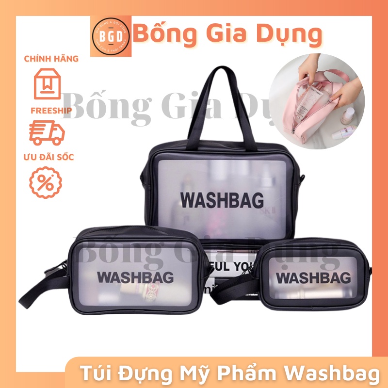 Túi Đựng Mỹ Phẩm Đồ Trang Điểm Du Lịch Washbag 3 Size 3 Màu Chất Liệu PU PVC Chống Thấm Nước.
