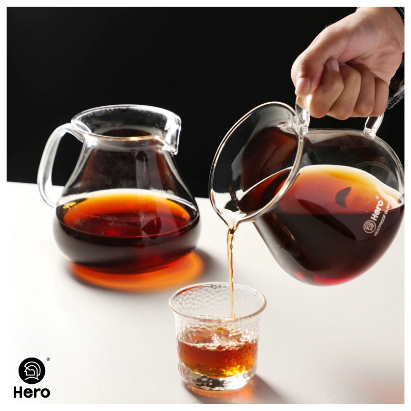 Bình serve đựng cà phê original chính hãng HERO thuỷ tinh chịu nhiệt cao vòi chống rò rỉ tay cầm chắn chắn