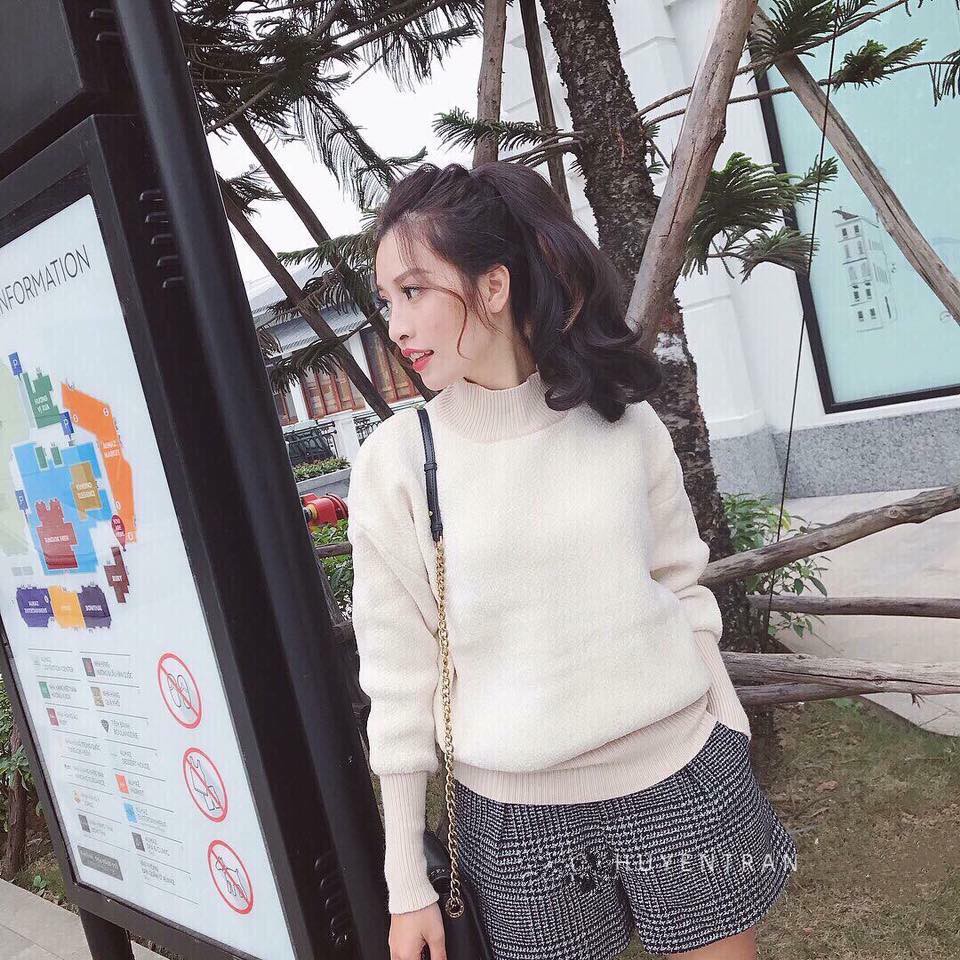 Áo len nhung tay bo