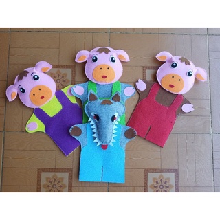 Rối bàn tay chuyện 3 chú heo con Handmade
