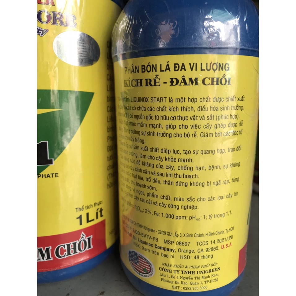 Phân bón lá Vitamin B1 chai 1Lit. xanh Growmore, Kích rễ - Đâm chồi cao cấp Mỹ .Giúp Điều hoà sinh trưởng cây trồng.
