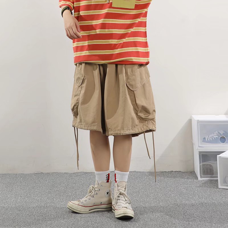 Quần Short Dáng Suông Rộng Nhiều Túi Phong Cách Hip Hop Đường Phố Cho Nam Size M-4XL