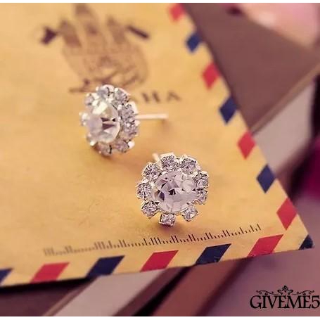 Hoa tai mạ bạc đính kim cương giả hợp thời trang cho nữ